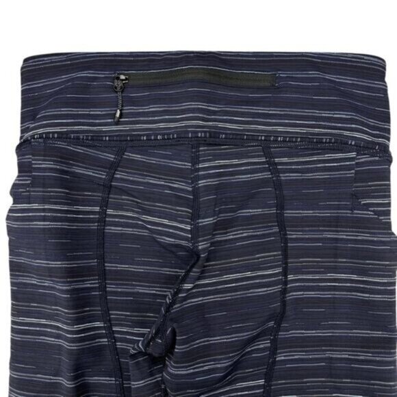 LULULEMON Pace Rival Crop Leggings Cyber Stripe Naval Blue Black Womens Size 4 - Picture 10 of 12